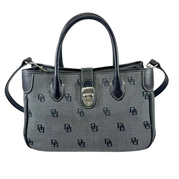 Dooney & Bourke Crossbody Bag Purse Signature Logo Monogram Black Gray Canvas - Picture 5 of 11